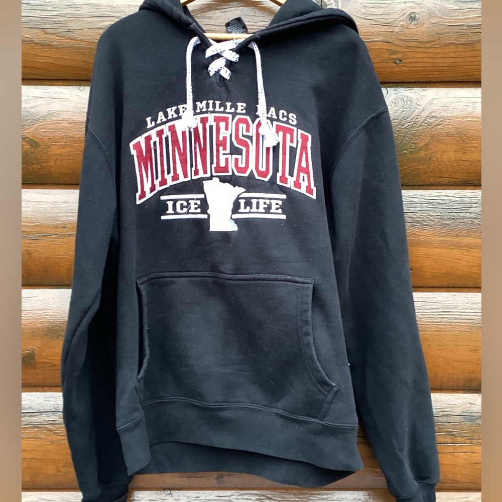🎣 Lake Mille Lacs HOODIE ICE LIFE MINNESOTA WALLEYE Sweatshirt Jacket Sz M
